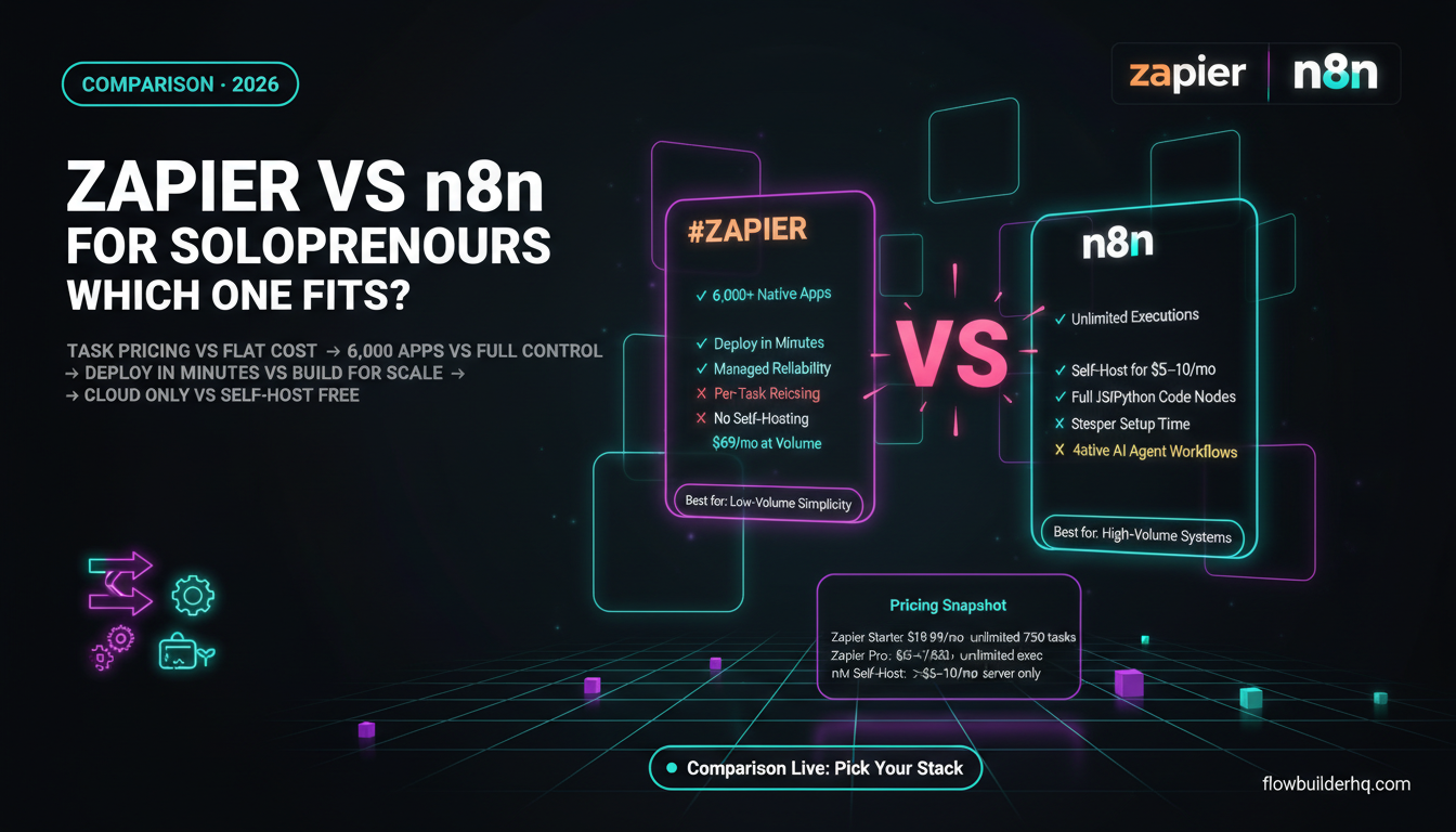 Zapier vs n8n for Solopreneurs: Which One Actually Fits Your Workflow?