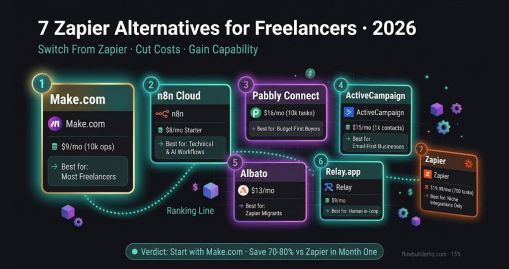7 Zapier alternatives for freelancers ranked by pricing and best use case 2026
