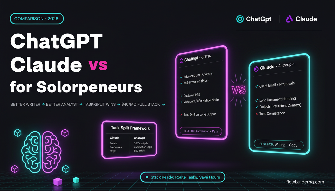ChatGPT vs Claude for Solopreneur Business Tasks: An Honest 2026 Comparison