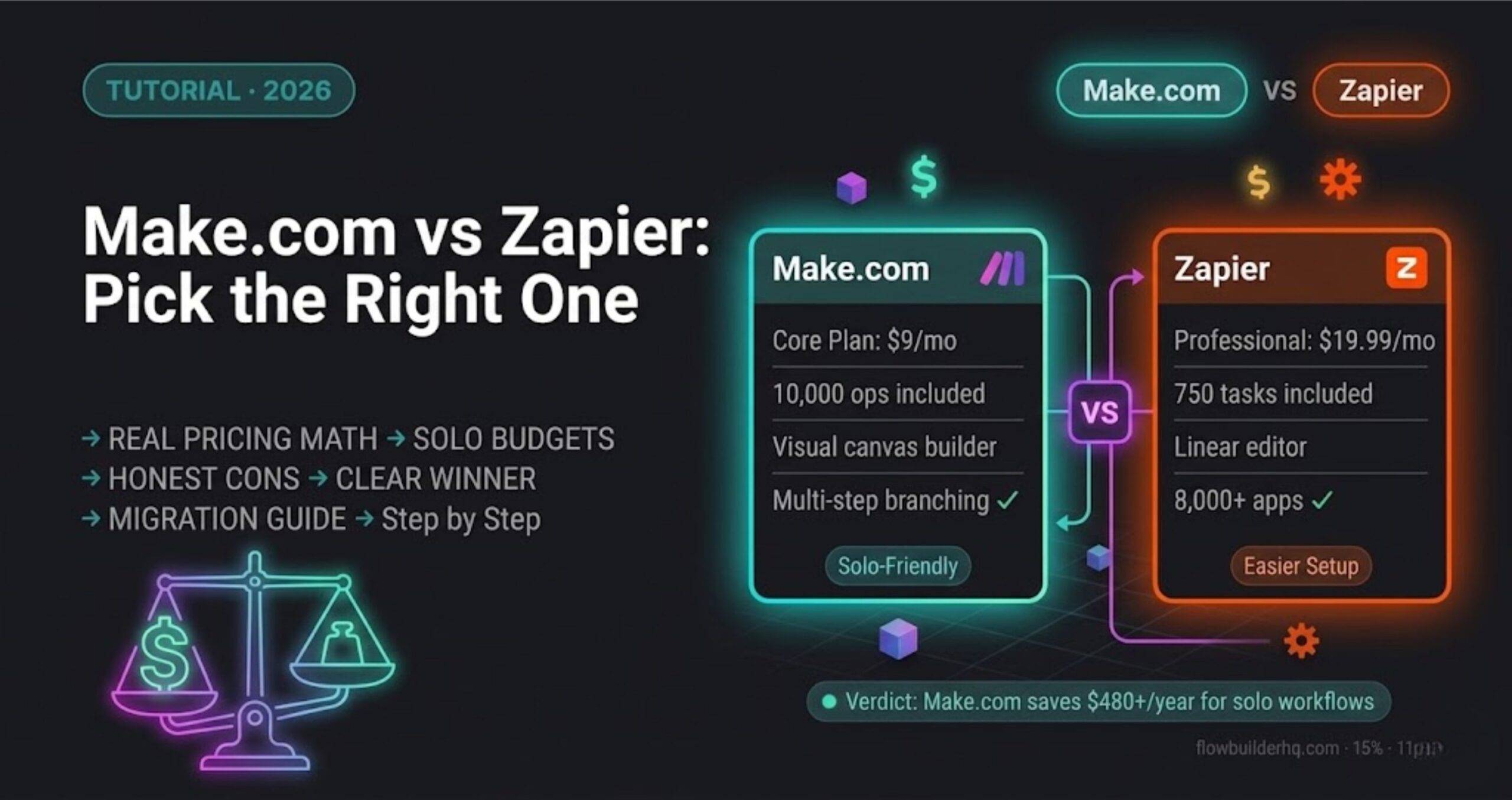 Make.com vs Zapier for Solopreneurs: Real Pricing Math and an Honest Pick