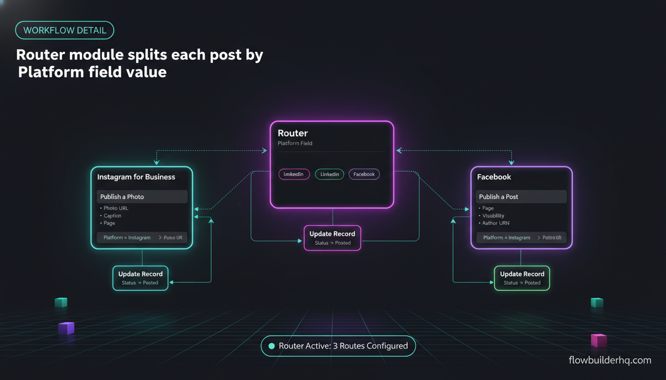 How to automate social media posting with Make.com using Airtable and a Router module