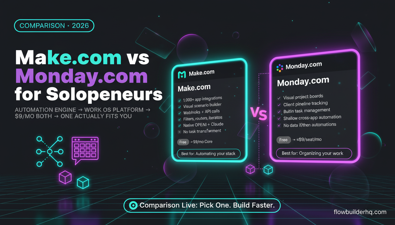 Make.com vs Monday.com for Solopreneurs: Which One Actually Fits a One-Person Business?
