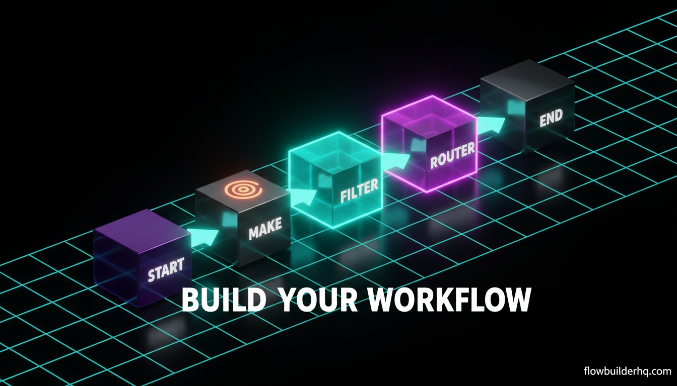 how to build a make.com multi-step workflow with filters and routers