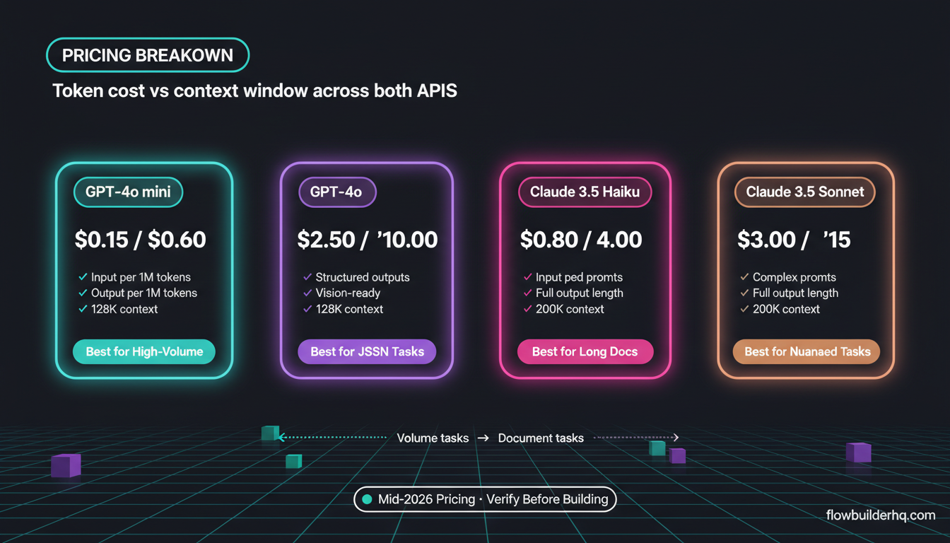 Anthropic Claude API vs OpenAI API for solopreneur automation projects comparison chart