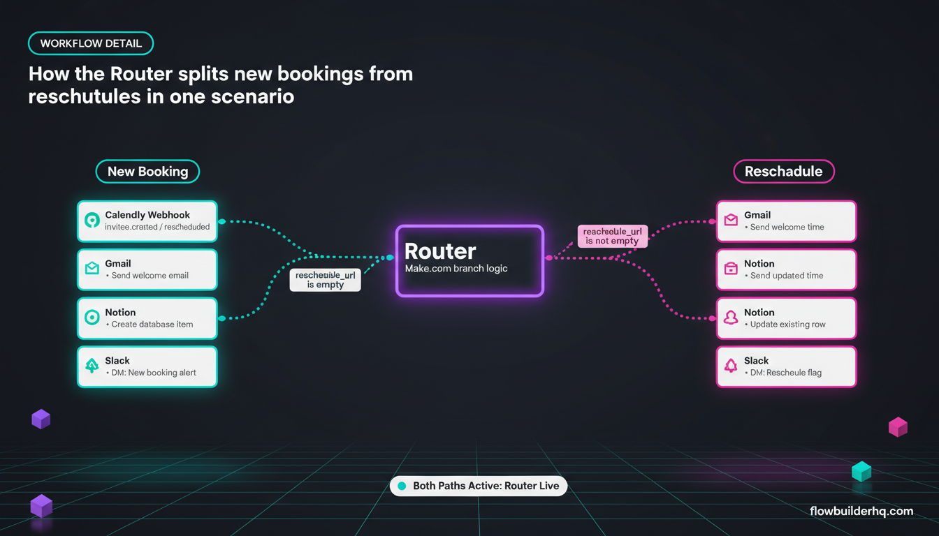 How to automate appointment scheduling with Make.com using Calendly, Gmail, Notion, and Slack