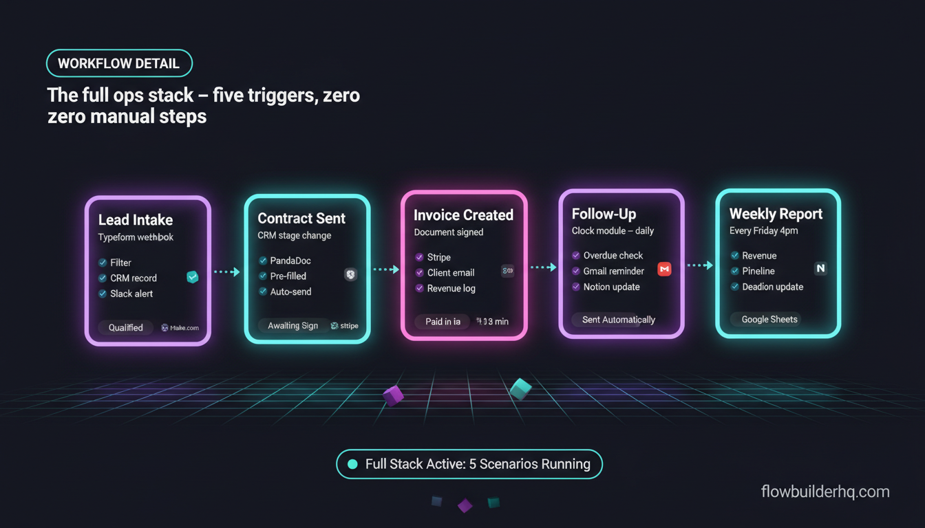 How to automate your freelance business operations without hiring anyone using Make.com workflows
