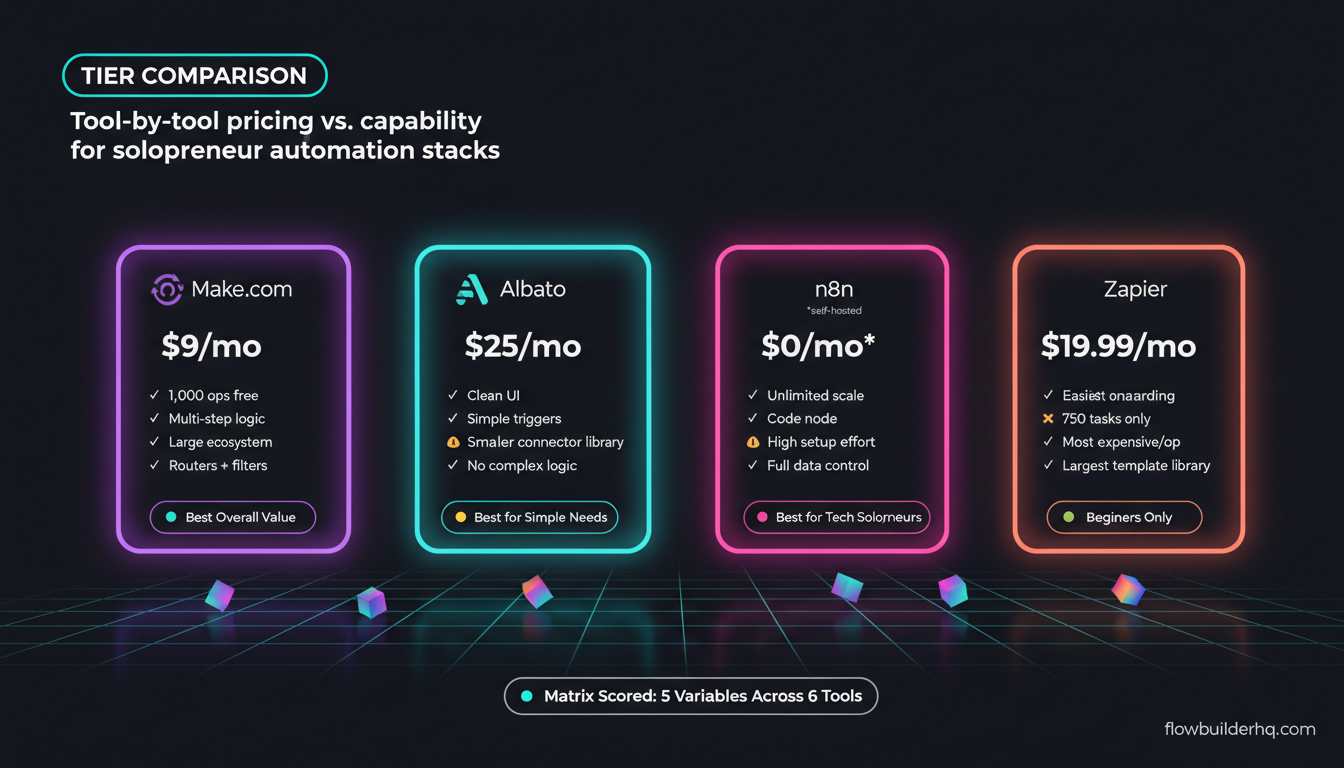 How to choose the right automation tool as a solopreneur — decision framework comparison chart