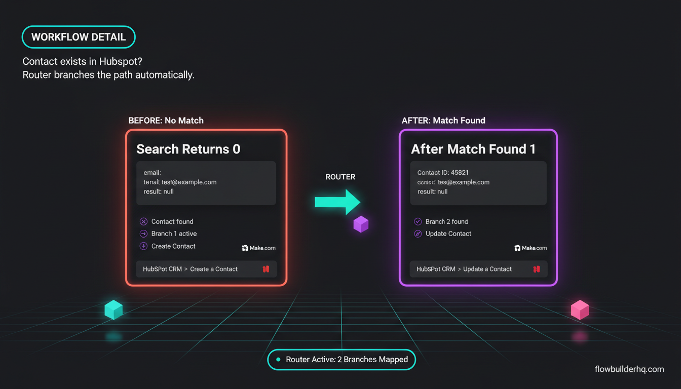 How to connect Make.com to HubSpot — step-by-step integration tutorial showing scenario modules and CRM contact automation