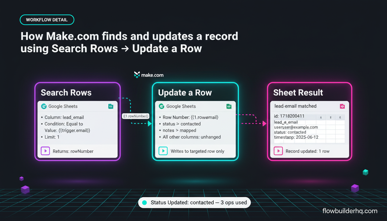 How to use Make.com with Google Sheets as a lightweight database for solopreneur ops workflows