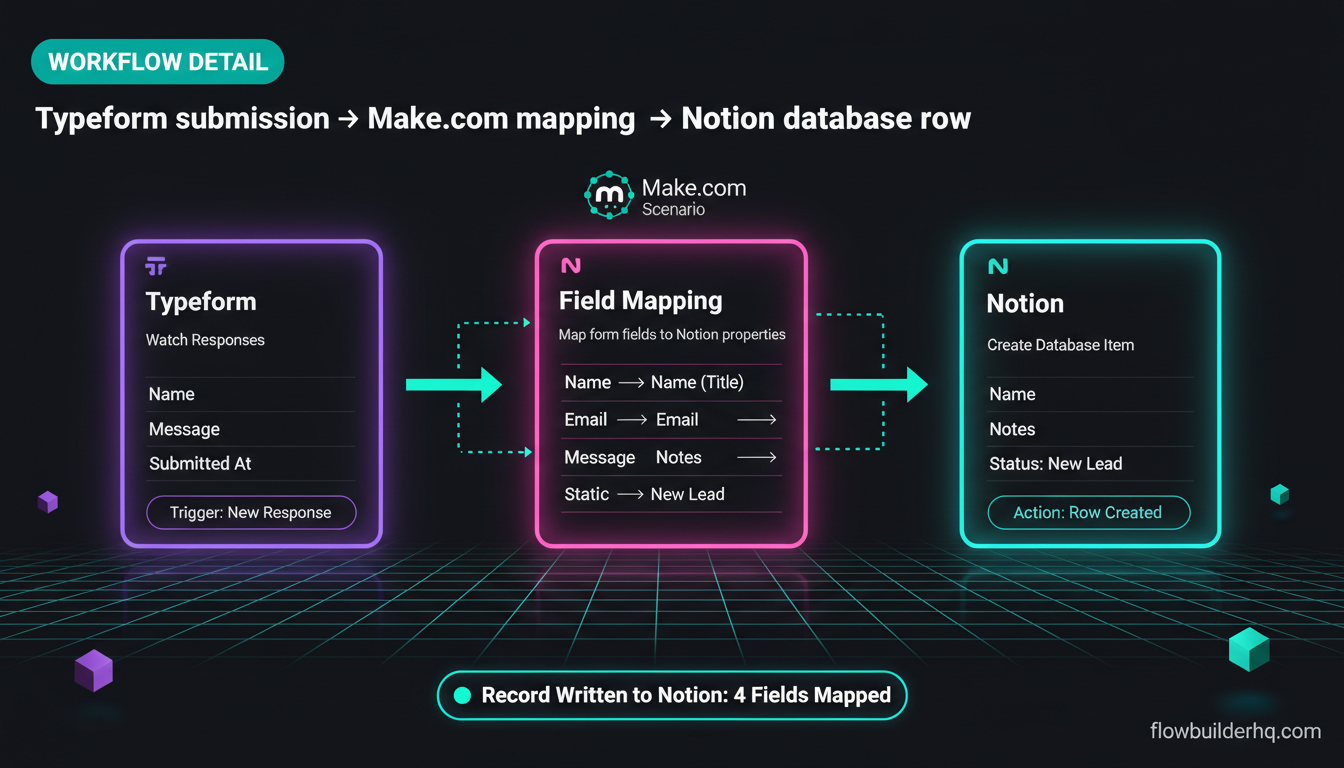How to use Make.com with Notion to automate your solopreneur workspace — workflow diagram