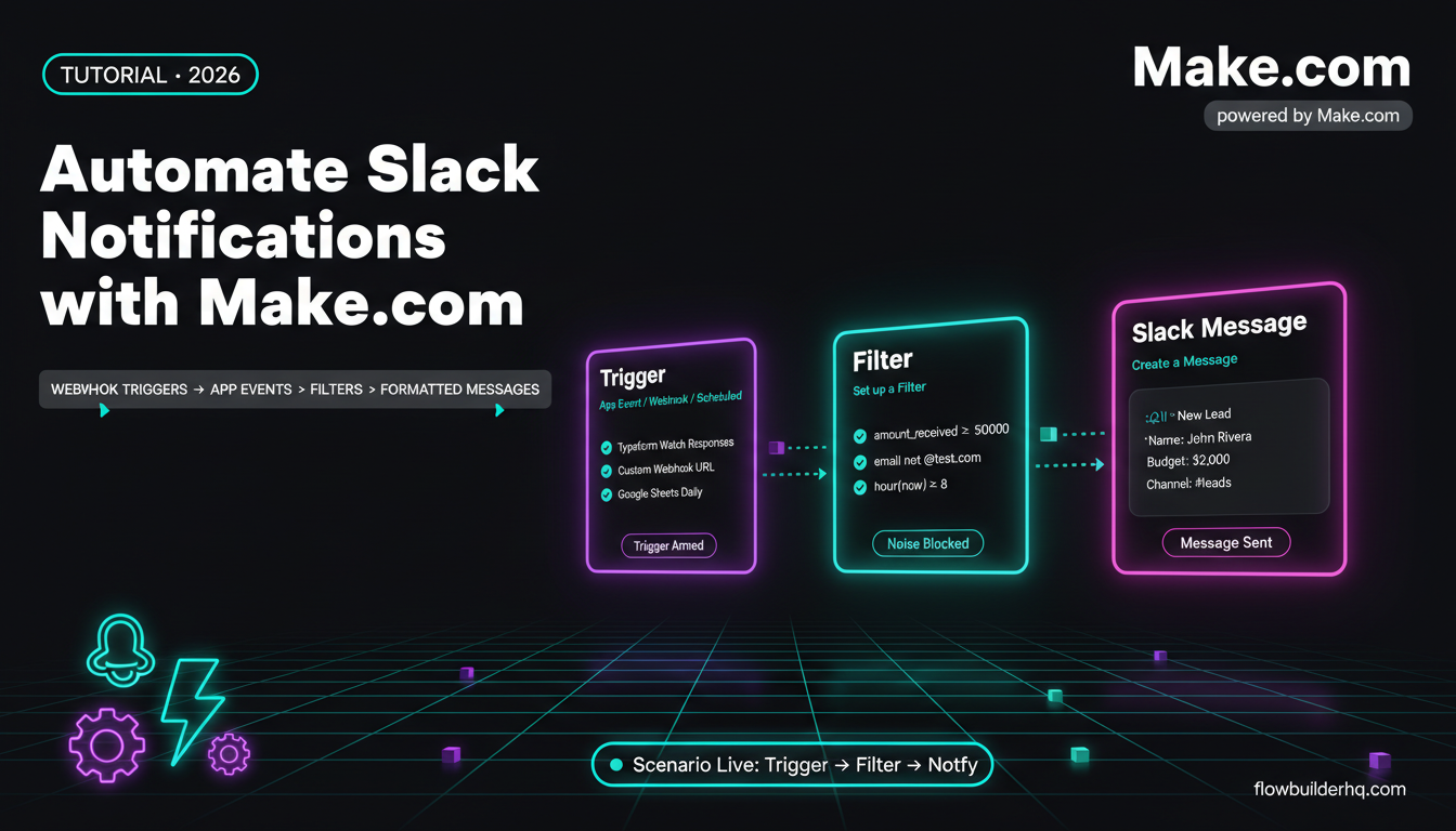 How to Automate Slack Notifications with Make.com (Triggers, Filters, and Formatted Messages)