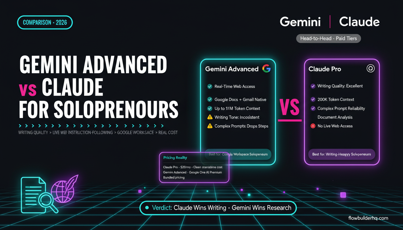 Gemini Advanced vs Claude for Solopreneur Writing and Research Tasks