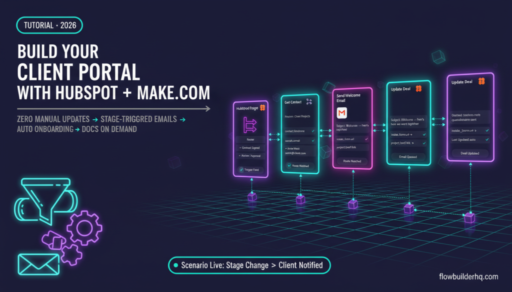 build a solopreneur client portal with hubspot and make.com