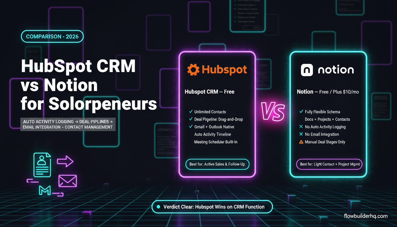 HubSpot CRM vs Notion for Solopreneurs: Which One Actually Manages Your Contacts?