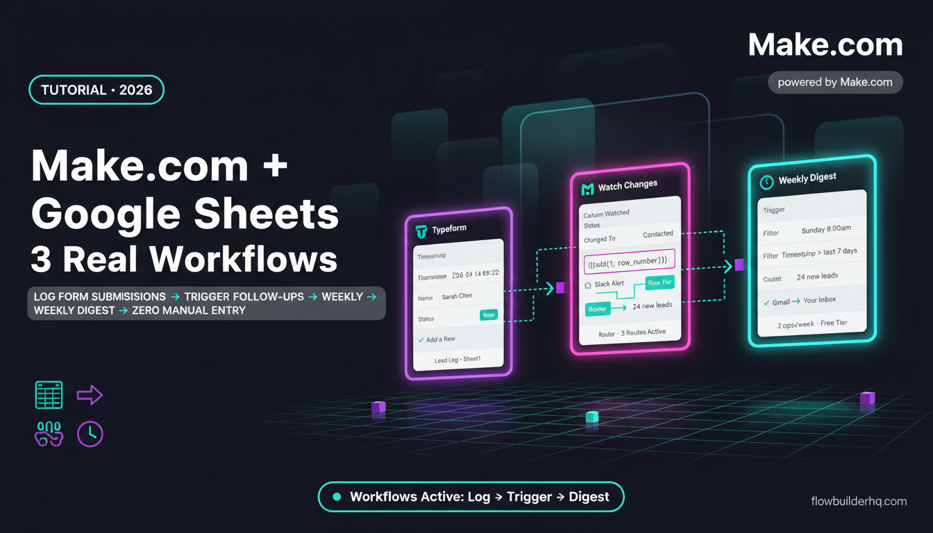 Make.com Google Sheets Integration Tutorial for Solopreneurs: 3 Real Workflows That Replace Manual Data Entry