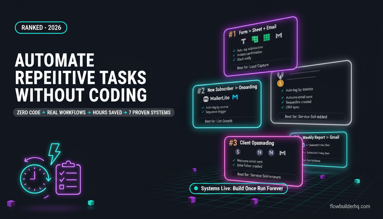 How to Automate Repetitive Tasks as a Solopreneur (Without Coding): 7 Real Workflows That Save Hours