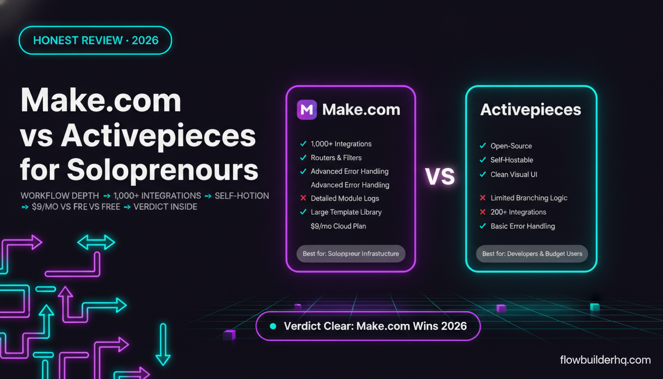Make.com vs Activepieces for Solopreneurs: Honest Comparison